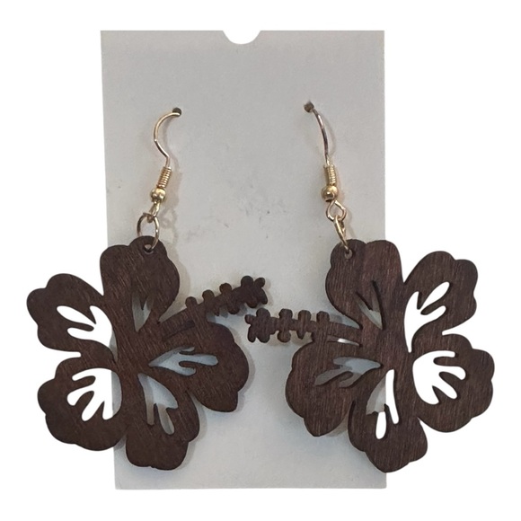Floral Wooden Earrings - Picture 2 of 3